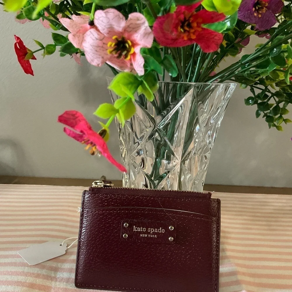 Kate Spade Burgundy Leather Card Holder